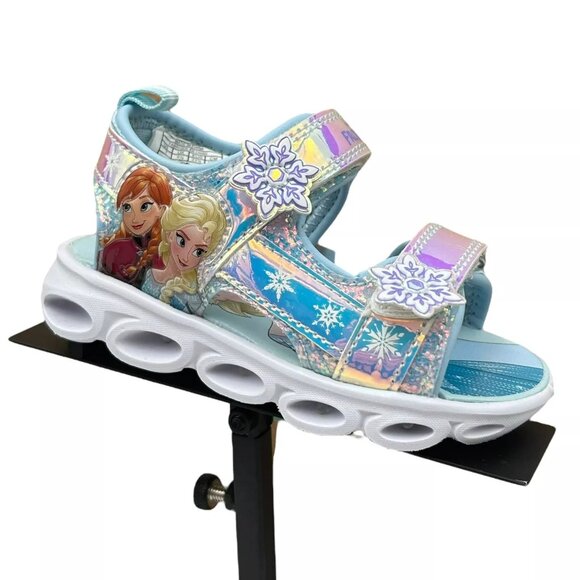 Disney Frozen Anna & Elsa Toddler Girl's Light-up Sandals Size 9 Silver/Aqua - Picture 13 of 13